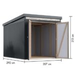KOVINSKA VRTNA HIŠKA KARIBU IRIDIUM 2.5 ANTRACIT 207X292X213 - slika 2